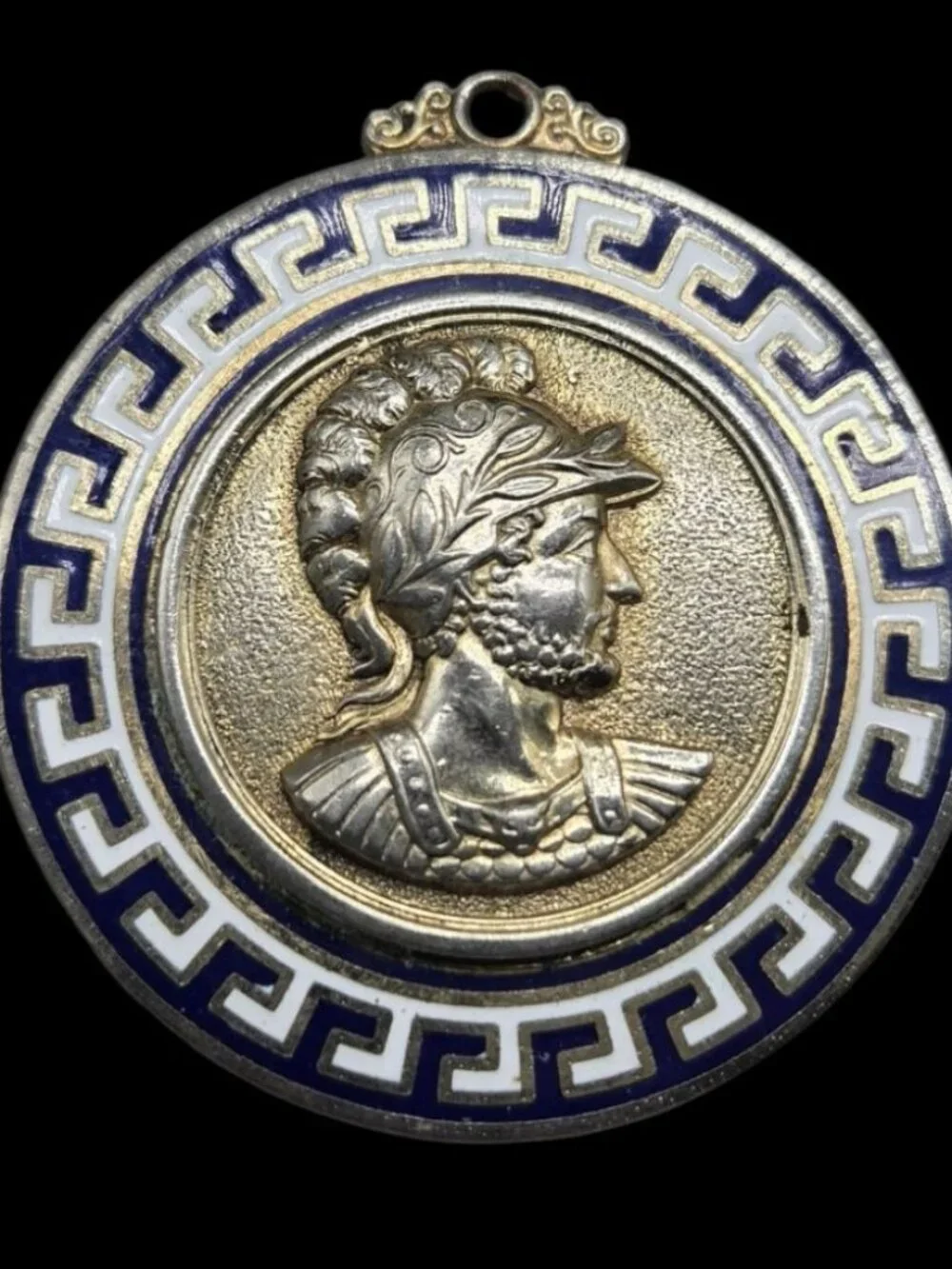 VTG Greek Revival Warrior Medallion Pendant Centurion Warrior Soldier Cameo